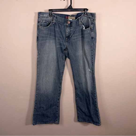 Size 18 Short Old Navy Distressed Bootcut Denim Jeans Blue Western Low Waist - Picture 10 of 16